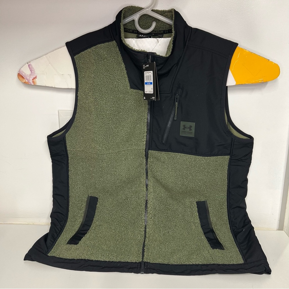 Under Armour Mens XL Mission Boucle Vest Sherpa Full Zip Olive NWT